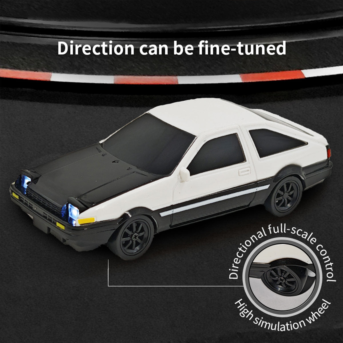 1/43 Scale Mini RC Car 2.4G Full-Proportional LED Remote Control 4WD Drift Racing Car - stirlingkit