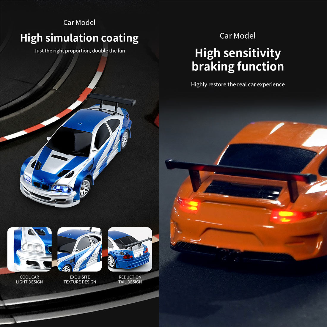 Coche Teledirigido De Deriva 1:16 Hylukon - 4WD, 2.4G, Con Luces LED Y Función De Humo, Para Adultos Y Niños