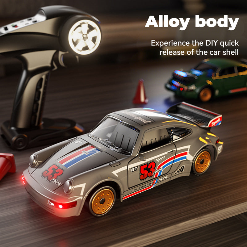 1/43 Scale Full Proportional Alloy 911 Drift RC Racing Car RTR Gyroscope 2.4G 4WD - stirlingkit
