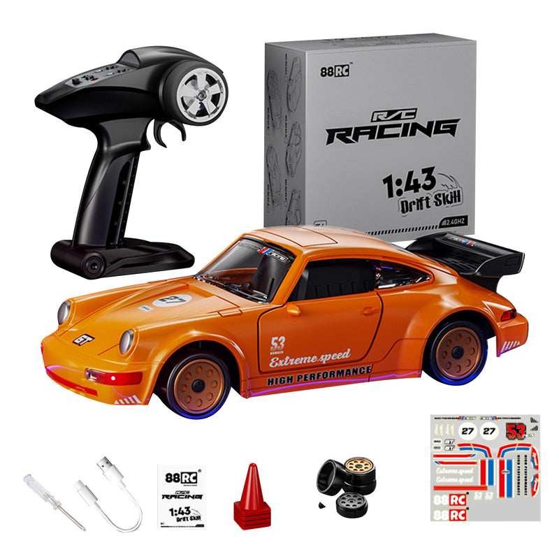 1/43 Scale Full Proportional Alloy 911 Drift RC Racing Car RTR Gyroscope 2.4G 4WD - stirlingkit