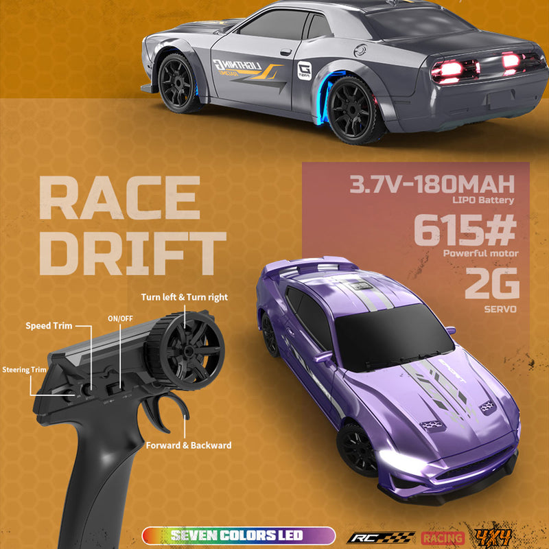 1/43 Scale RC Drift Car 2.4G Full-Proportional Mini RTR Racing Super Car Toys for Kids - stirlingkit