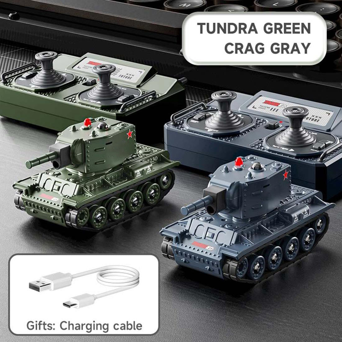 1/64 Super Mini RC Battle Tank Soviet-style IR Combat Rotating Turret Toy - stirlingkit
