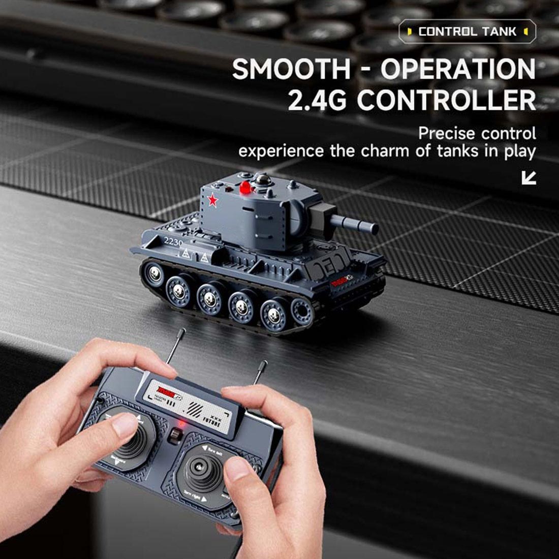Simple Rotating Tank 1/64 Super Mini RC Battle Tank IR Combat Rotating Turret Toy - Stirlingkit