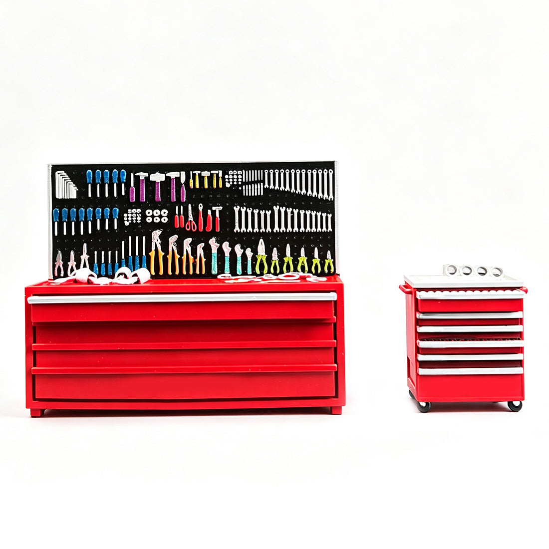 1/64 Tuner Garage Miniature Tool Cabinet & Workbench Set – Detailed Workshop Accessory with Mobile Locker - stirlingkit