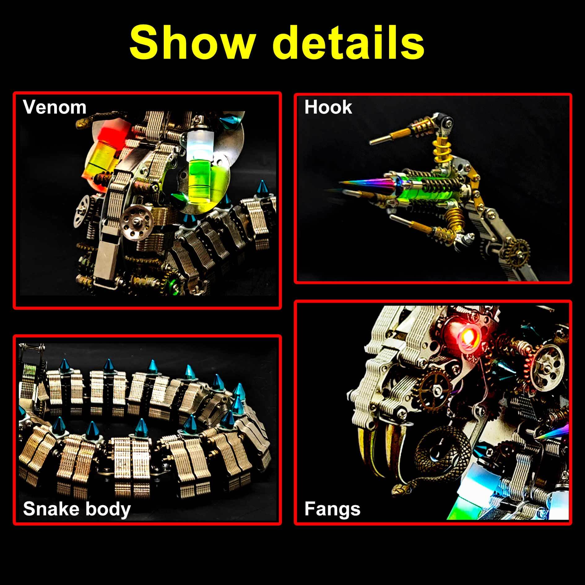 1000+PCS 3D DIY Cobra Snake Metal Model Kits - stirlingkit