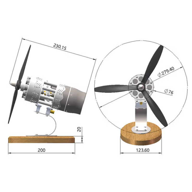 16 Cylinder Swashplate Stirling Engine Model Aircraft Engine Mechanical Toy 16stl-2.0 - stirlingkit