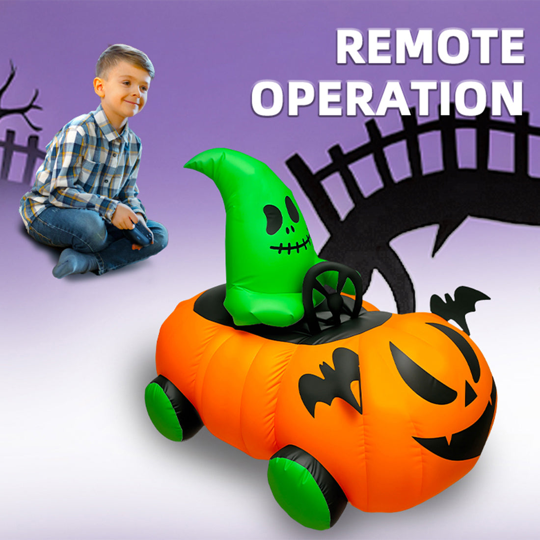 2.4Ghz Inflatable Pumpkin Street Racing RC Car Halloween Gift RTR - stirlingkit