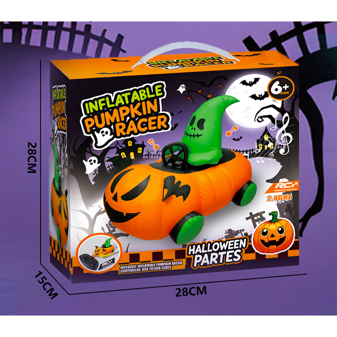 2.4Ghz Inflatable Pumpkin Street Racing RC Car Halloween Gift RTR - stirlingkit