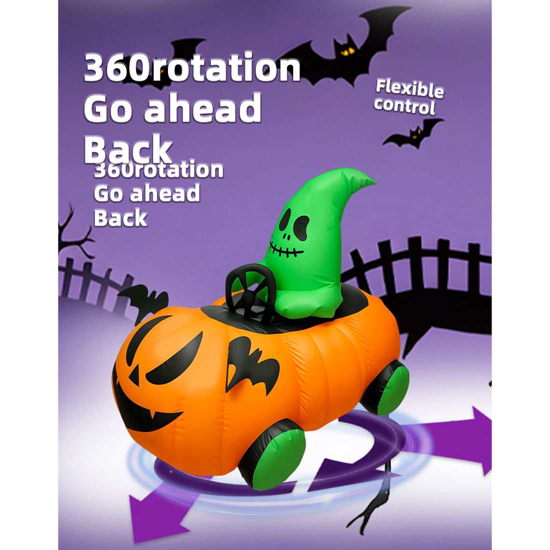 2.4Ghz Inflatable Pumpkin Street Racing RC Car Halloween Gift RTR - stirlingkit