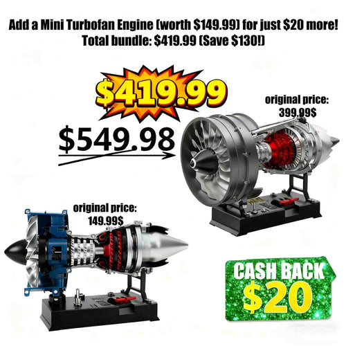 TECHING 1/12 Scale Dual Spool Cutaway Turbofan Engine Model Kits Build your Own Jet Engine Kit That Runs 300+pcs DM121