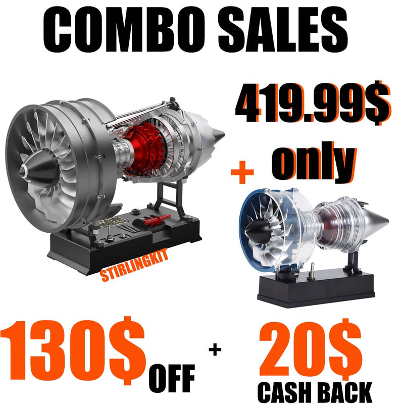 TECHING 1/12 Scale Dual Spool Cutaway Turbofan Engine Model Kits Build your Own Jet Engine Kit That Runs 300+pcs DM121