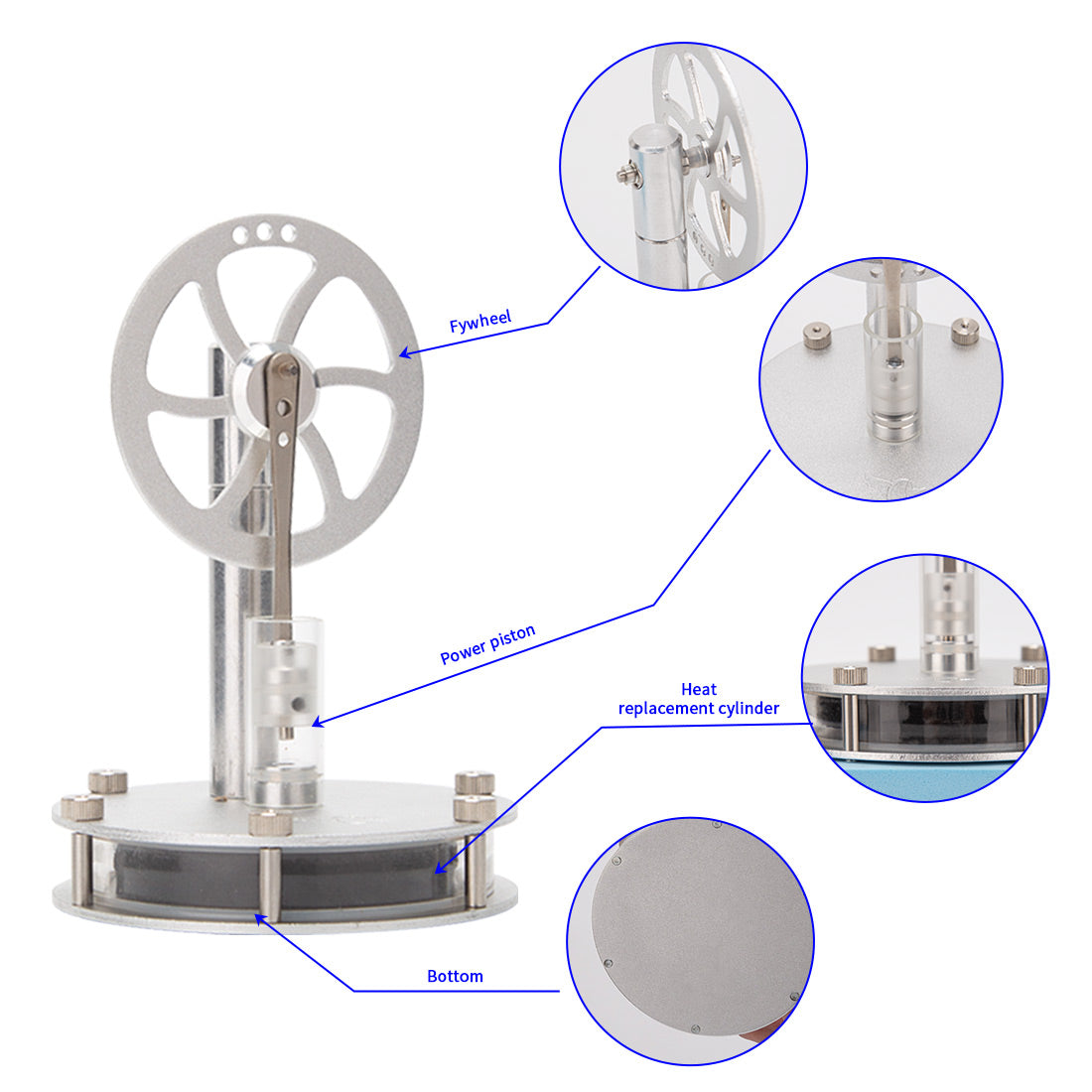 Low Temperature Stirling Engine Kit Motor Steam Heat Education Model Toy DIY Magnetic Connection Type - stirlingkit