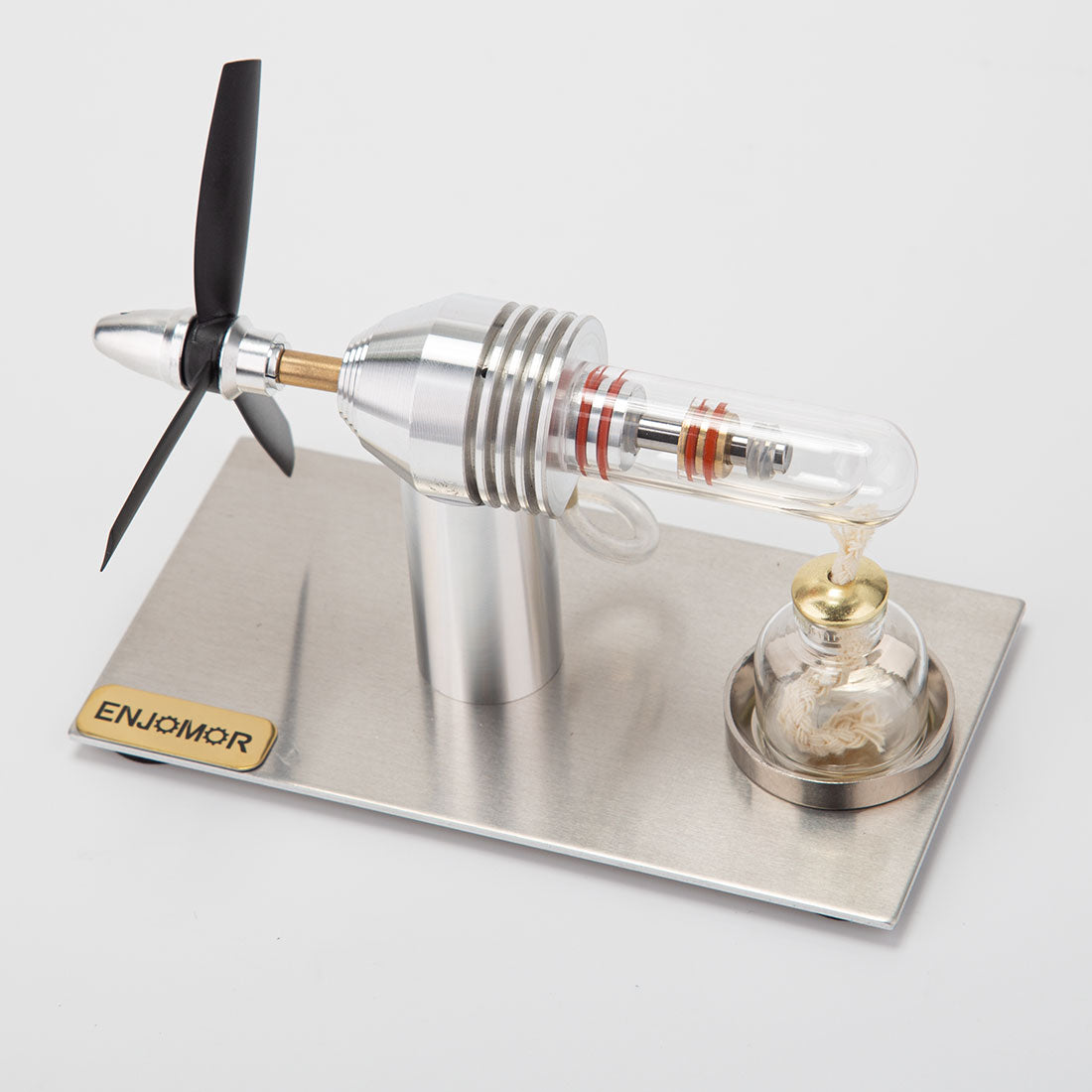 Single Cylinder Sterling Engine Model with 3-Blade Fan Science Experiment Stem Toy - stirlingkit