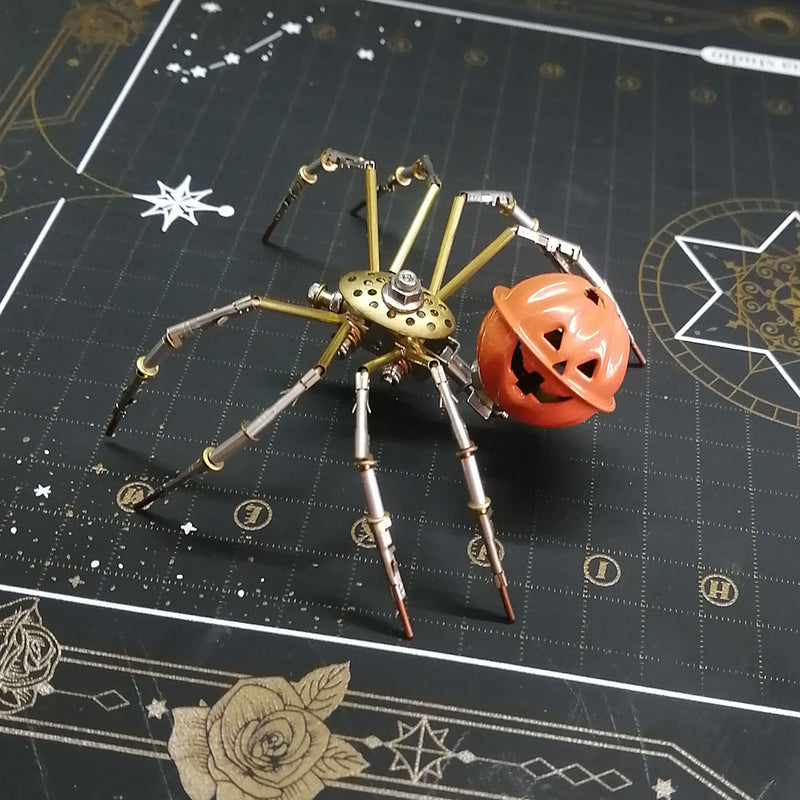 2pcs/set Steampunk Brass Pumpkin Spider Scarecrow 3D Metal