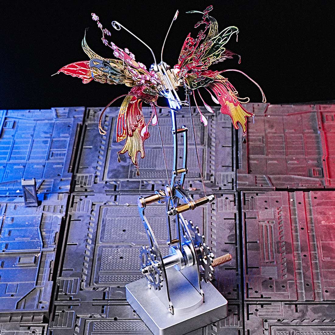 3D Metal Mechanical Kinetic Butterfly Assembly Model Building Kit with Transmission - stirlingkit