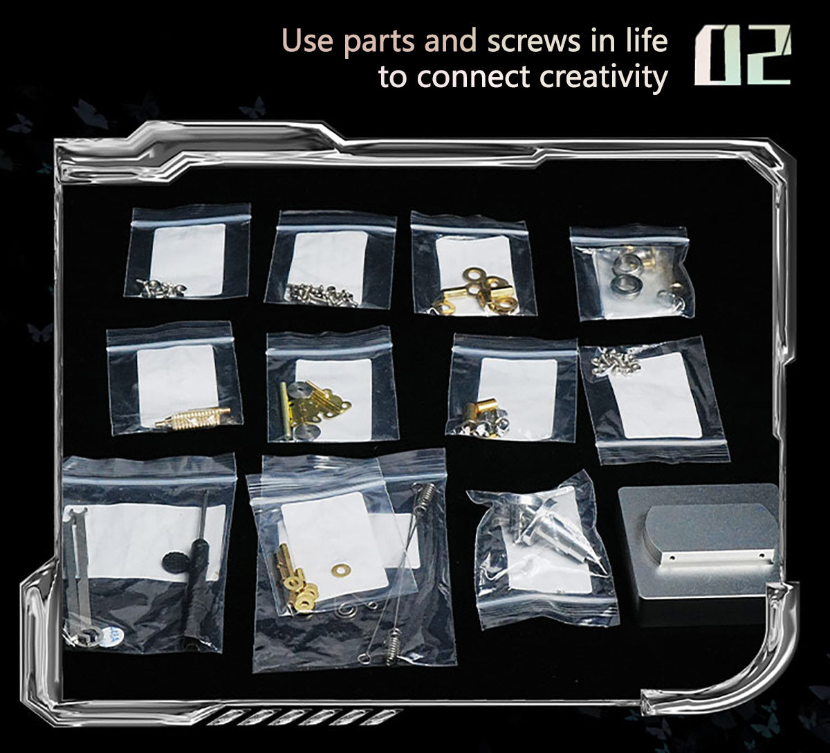 3D Metal Mechanical Kinetic Butterfly Assembly Model Building Kit with Transmission - stirlingkit