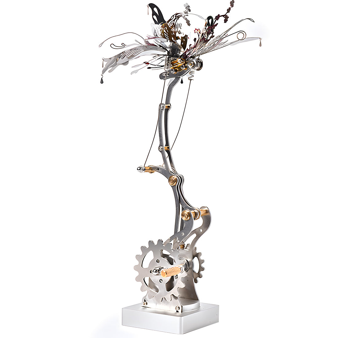 3D Metal Mechanical Kinetic Butterfly Assembly Model Building Kit with Transmission - stirlingkit