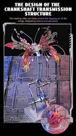 3D Metal Mechanical Kinetic Butterfly Assembly Model Building Kit with Transmission - stirlingkit