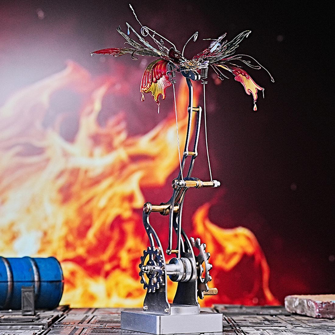 3D Metal Mechanical Kinetic Butterfly Assembly Model Building Kit with Transmission - stirlingkit