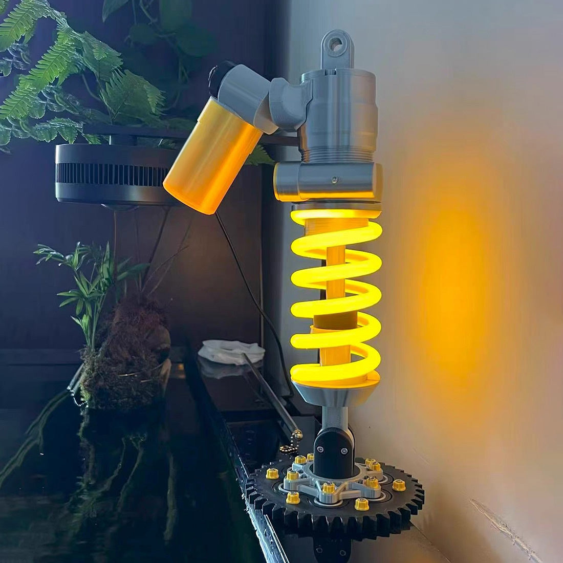 3D Printed Glowing Coilover Desk Lamp - Elastic Suspension Table Decor - stirlingkit