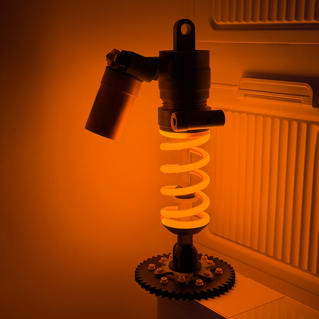 3D Printed Glowing Coilover Desk Lamp - Elastic Suspension Table Decor - stirlingkit