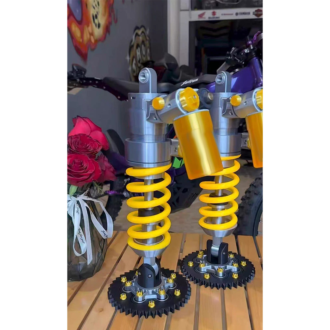 3D Printed Glowing Coilover Desk Lamp - Elastic Suspension Table Decor - stirlingkit