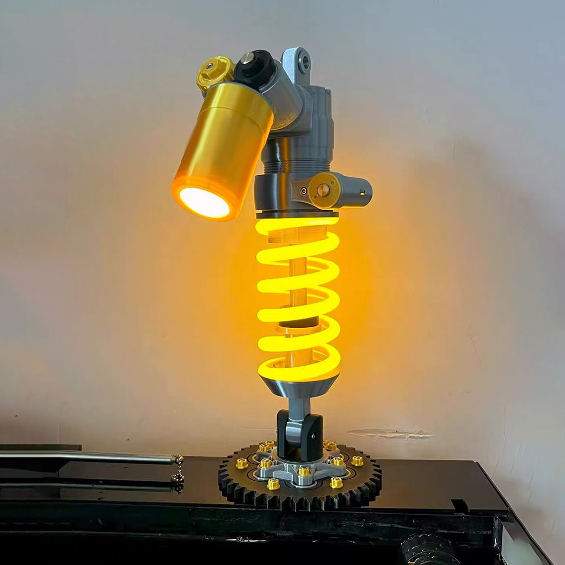 3D Printed Glowing Coilover Desk Lamp - Elastic Suspension Table Decor - stirlingkit
