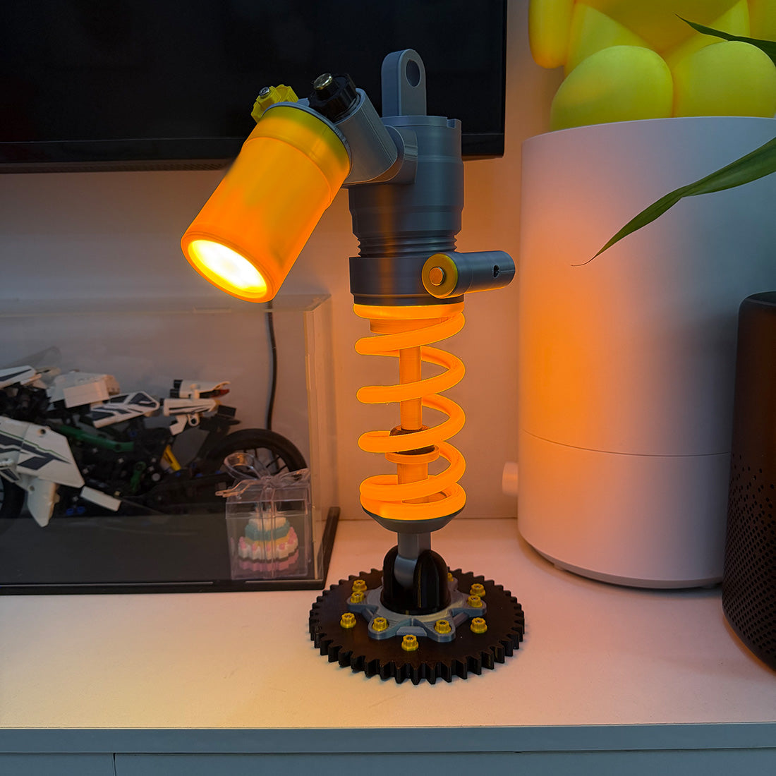 3D Printed Glowing Coilover Desk Lamp - Elastic Suspension Table Decor - stirlingkit