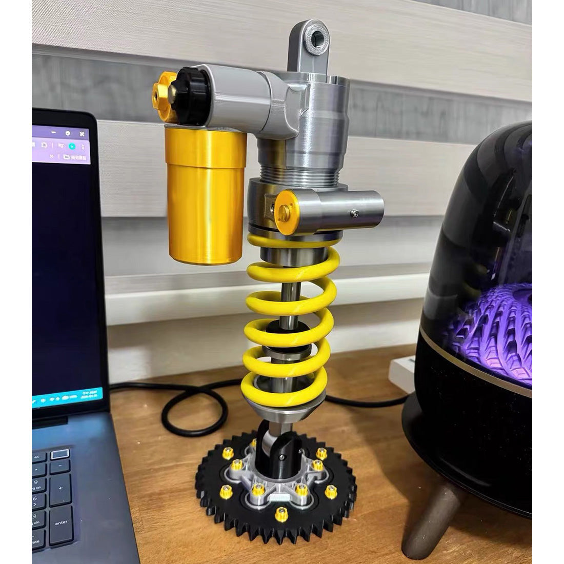 3D Printed Glowing Coilover Desk Lamp - Elastic Suspension Table Decor - stirlingkit