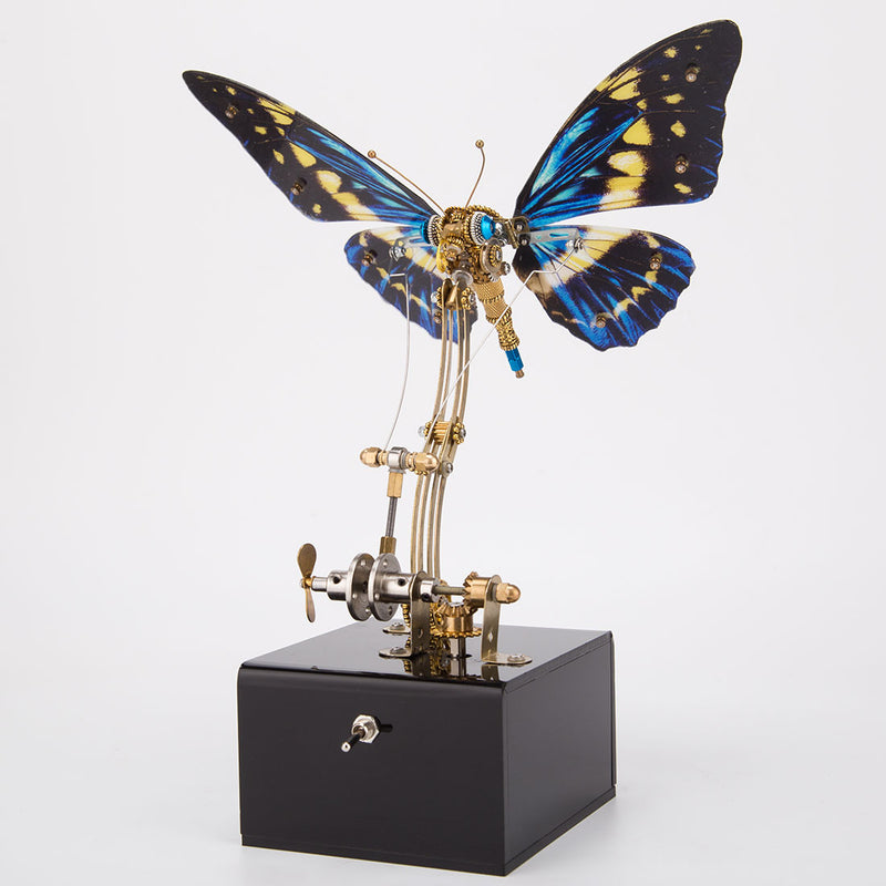 3D Steampunk Kinetic Butterfly Metal Art Sculpture Kits Automata Music Box - stirlingkit