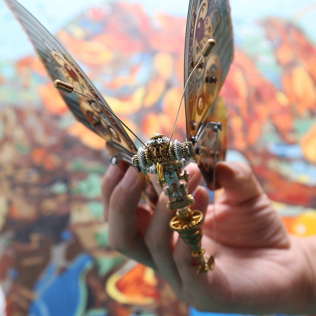3D Steampunk Kinetic Butterfly Metal Art Sculpture Kits Automata Music Box - stirlingkit