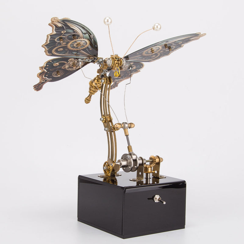 3D Steampunk Kinetic Butterfly Metal Art Sculpture Kits Automata Music Box - stirlingkit