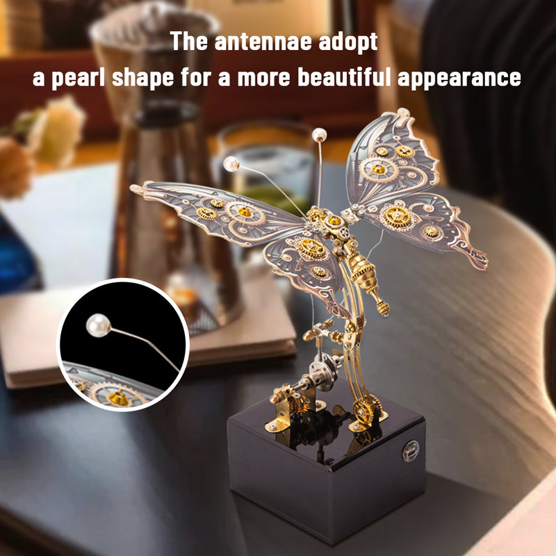3D Steampunk Kinetic Butterfly Metal Art Sculpture Kits Automata Music Box - stirlingkit