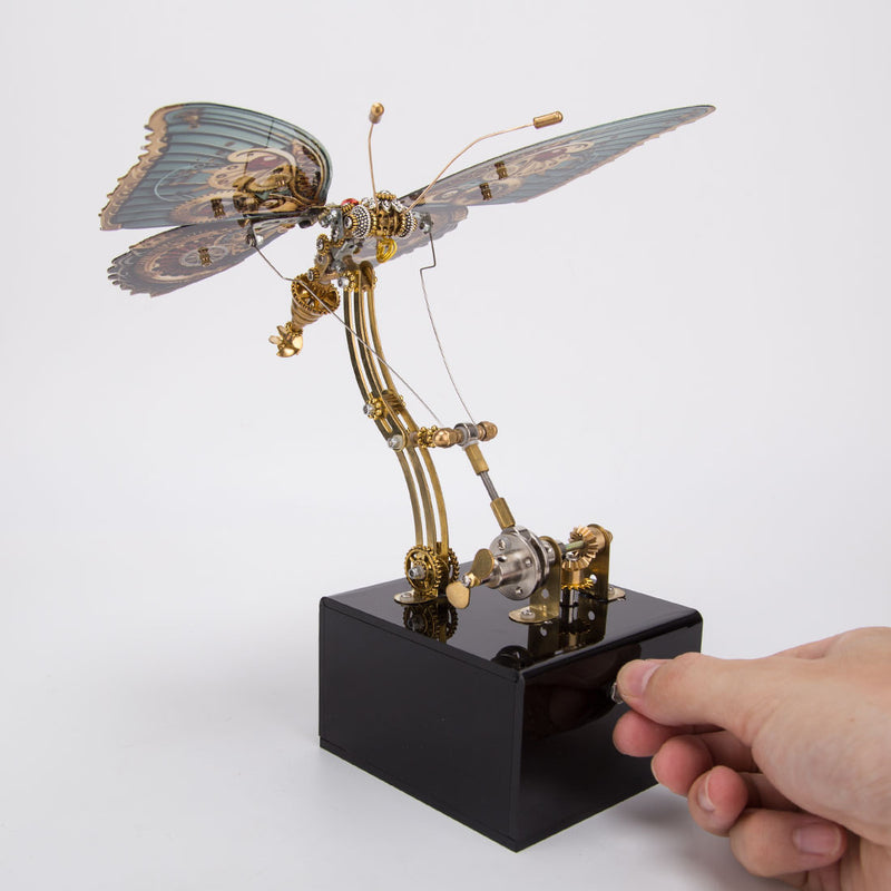 3D Steampunk Kinetic Butterfly Metal Art Sculpture Kits Automata Music Box - stirlingkit