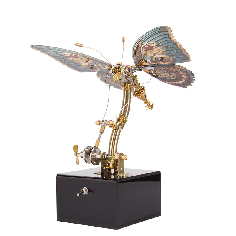 3D Steampunk Kinetic Butterfly Metal Art Sculpture Kits Automata Music Box - stirlingkit