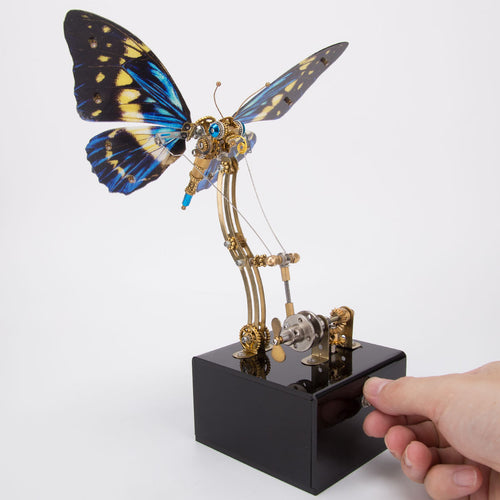 3D Steampunk Kinetic Butterfly Metal Art Sculpture Kits Automata Music Box - stirlingkit