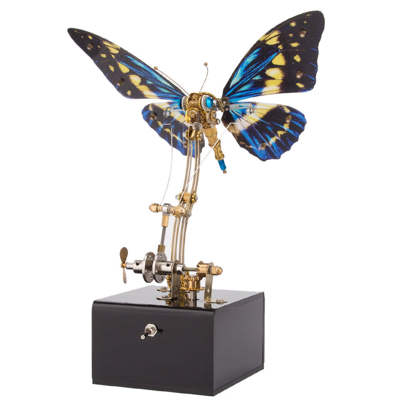 3D Steampunk Kinetic Butterfly Metal Art Sculpture Kits Automata Music Box - stirlingkit