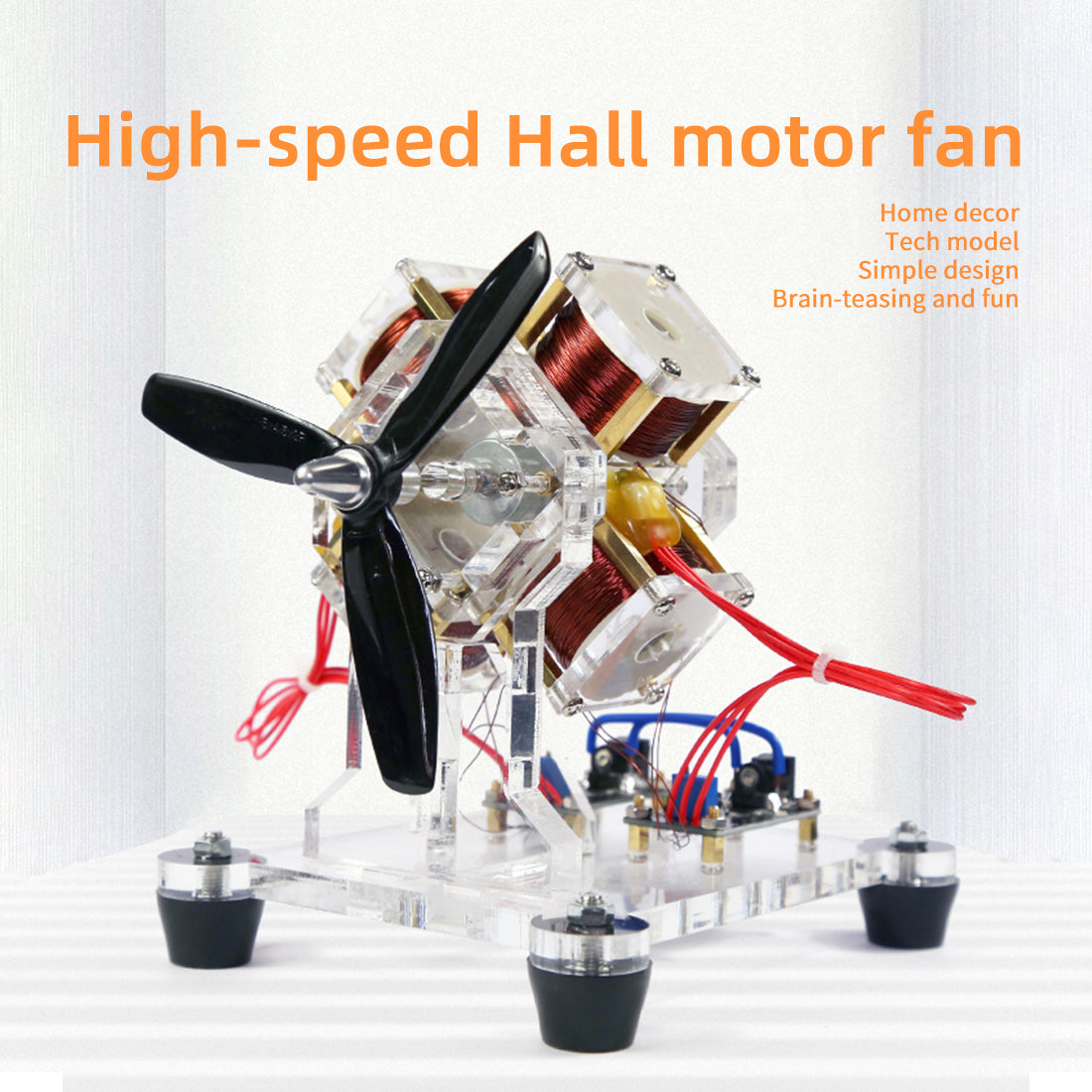 4-Coil Brushless Hall  Electromagnetic Motor Model STEM Science Toy 3000 RPM