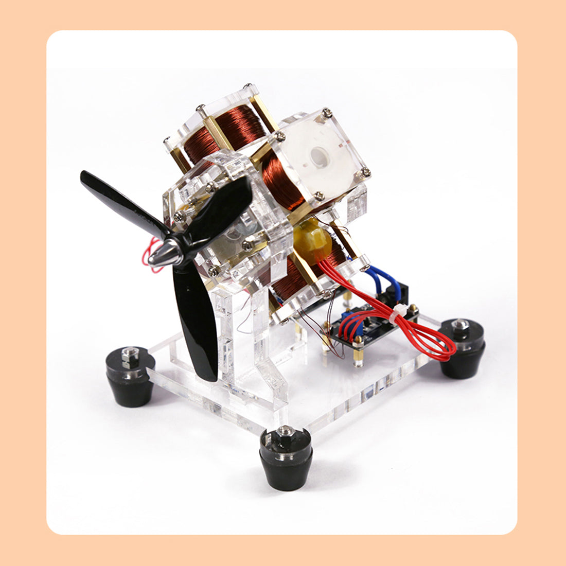 4-Coil Brushless Hall  Electromagnetic Motor Model STEM Science Toy 3000 RPM