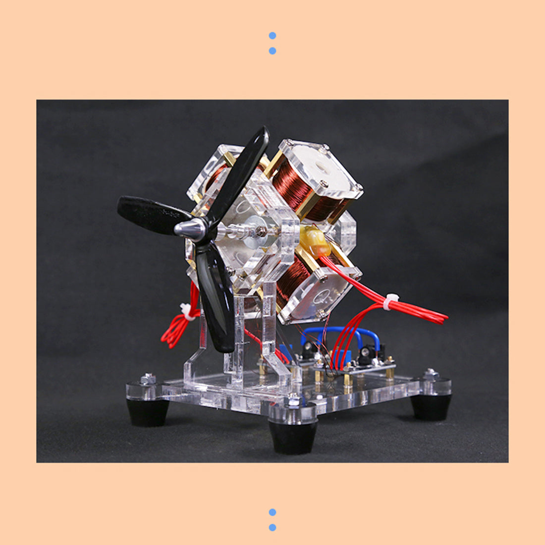 4-Coil Brushless Hall  Electromagnetic Motor Model STEM Science Toy 3000 RPM