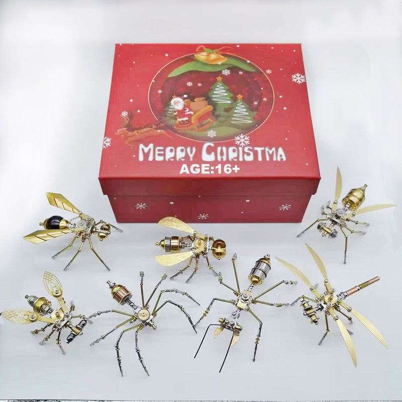 7PCS/SET 3D DIY Mini Steampunk Mini Metal Insects Model Kits Christmas - stirlingkit