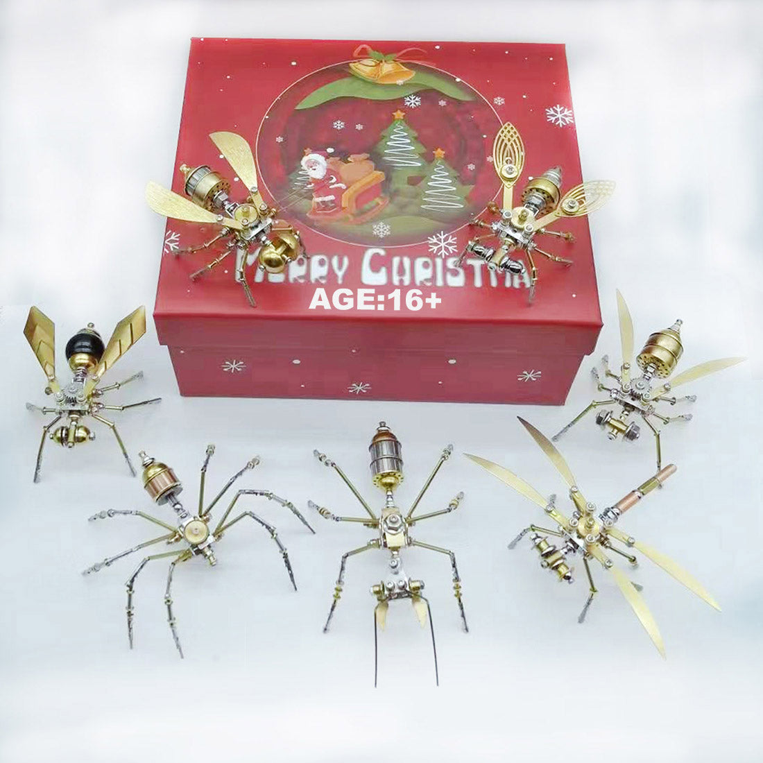 7PCS/SET 3D DIY Mini Steampunk Mini Metal Insects Model Kits Christmas - stirlingkit