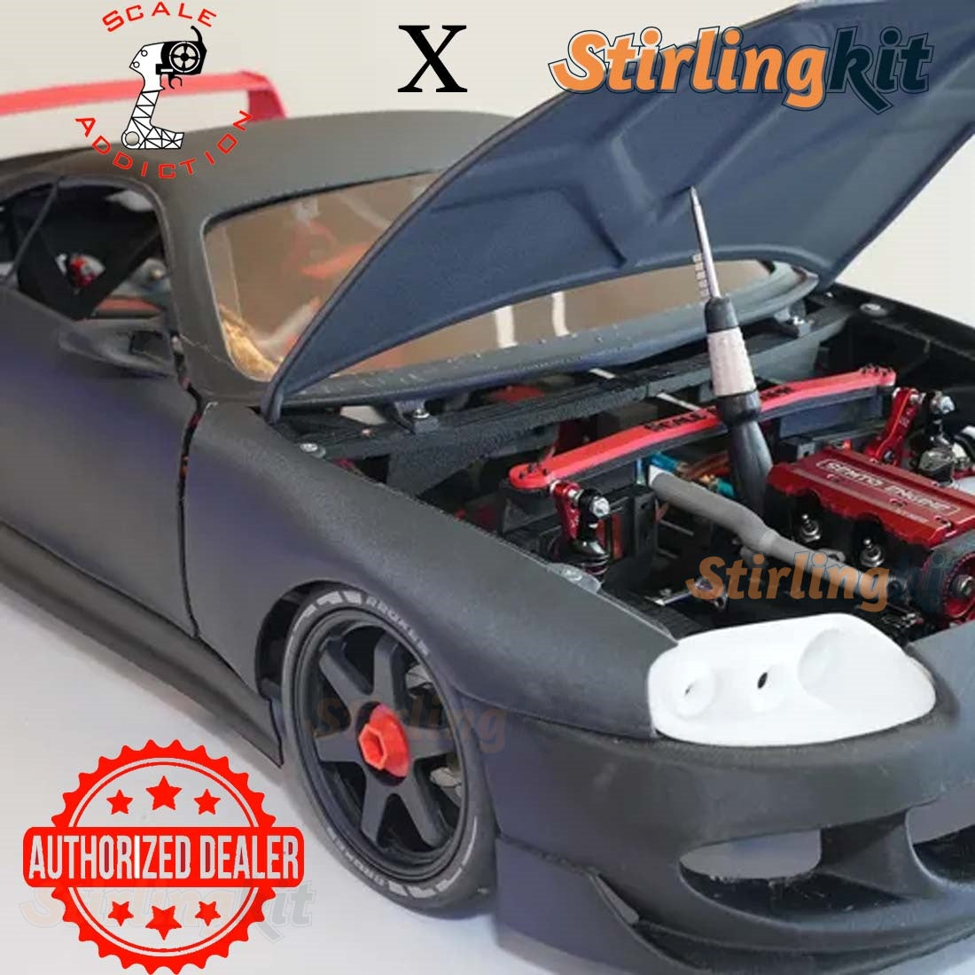 8th Scale Supra RC Sports Car for Semto 2 Cylinder Engine Model Project Officially Authorized by Scale Addiction - stirlingkit