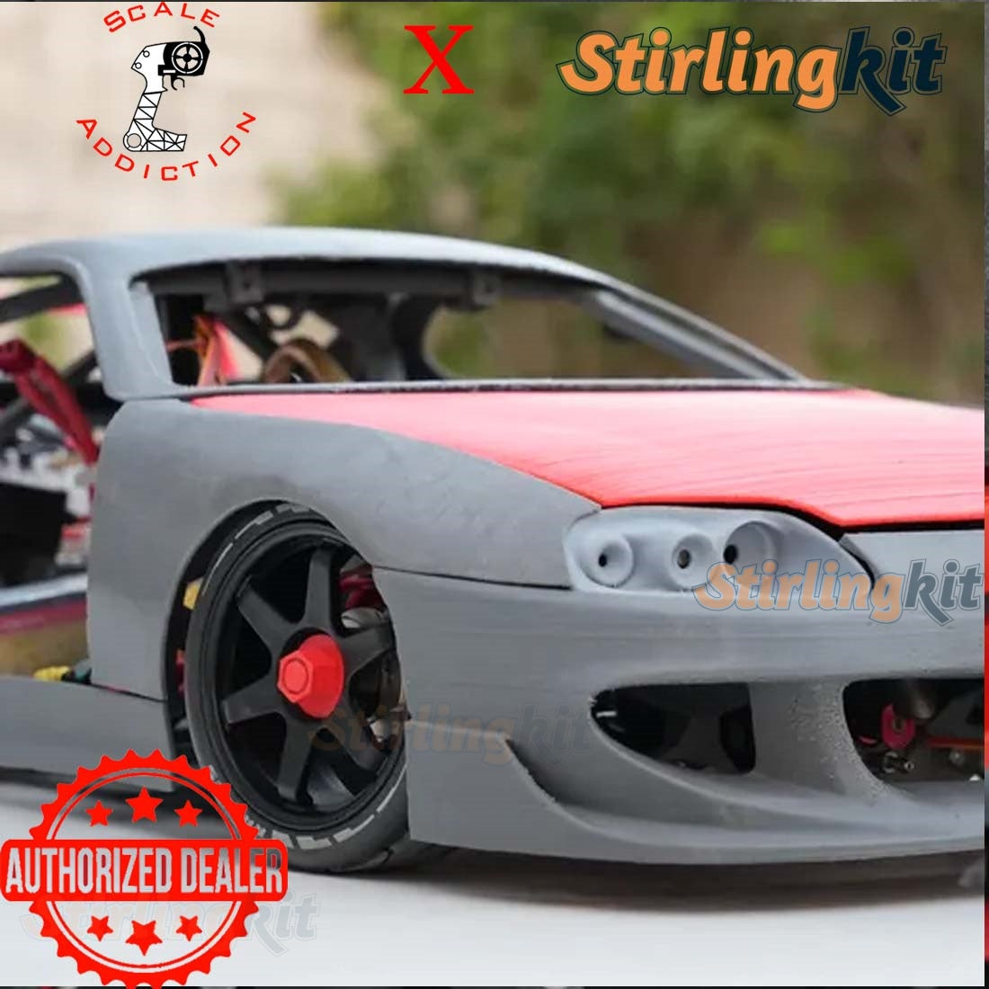 8th Scale Supra RC Sports Car for Semto 2 Cylinder Engine Model Project Officially Authorized by Scale Addiction - stirlingkit