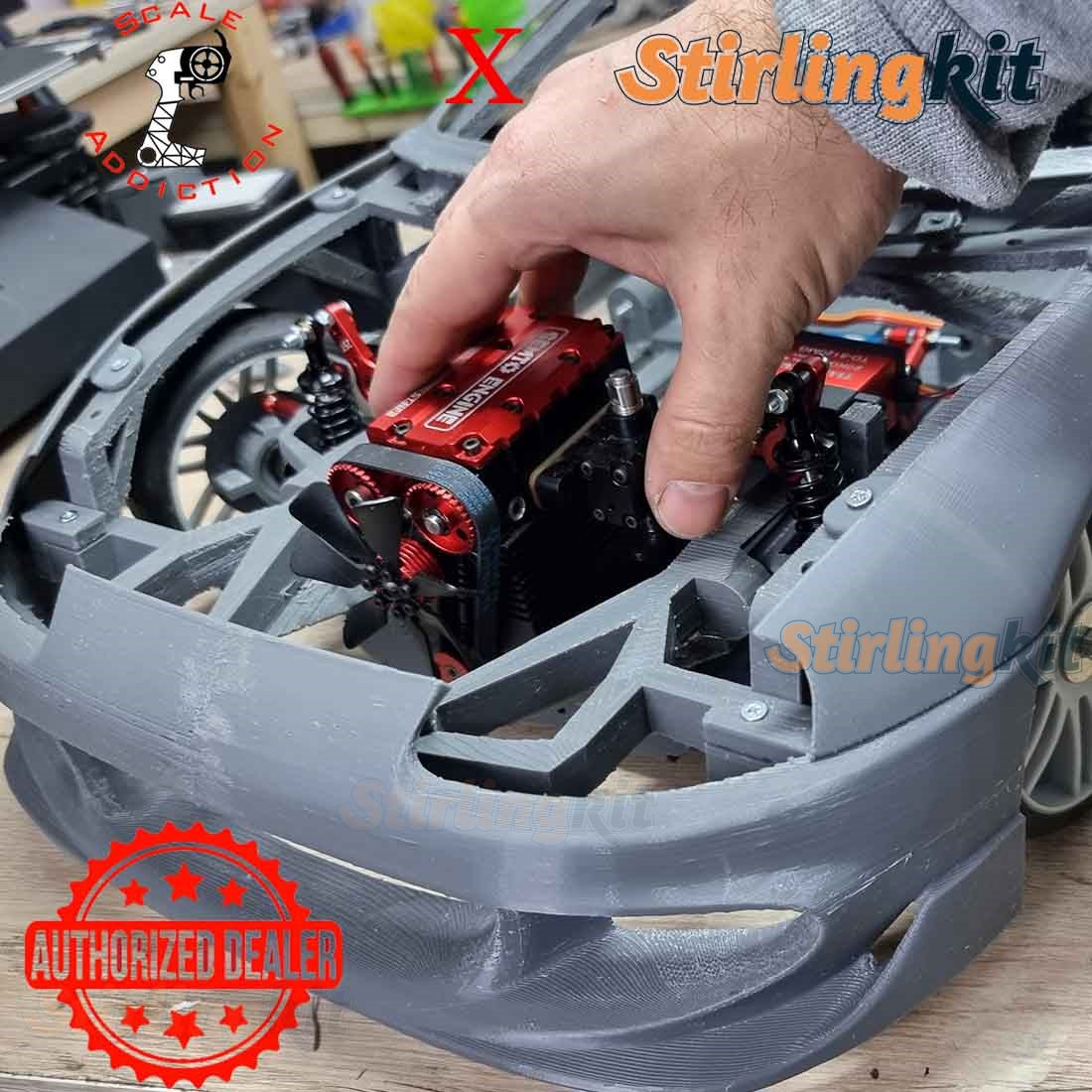 8th Scale Supra RC Sports Car for Semto 2 Cylinder Engine Model Project Officially Authorized by Scale Addiction - stirlingkit