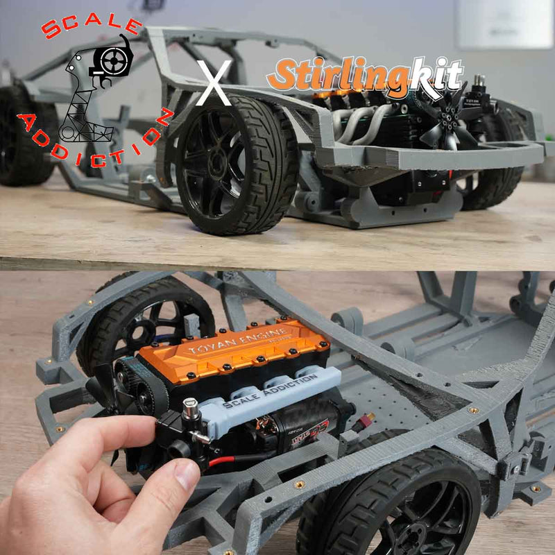 8th Scale Supra RC Sports Car for TOYAN FS-L400 Inline 4 Cylinder Engine Model Project Officially Authorized by Scale Addiction - stirlingkit