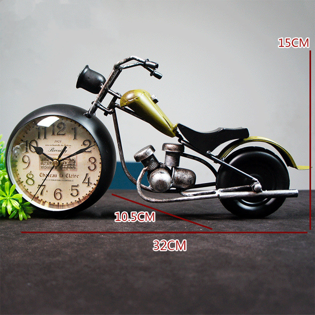Handcrafted Retro Motorcycle Model with Clock Desk Toy for Biker - stirlingkit