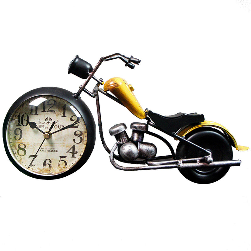Handcrafted Retro Motorcycle Model with Clock Desk Toy for Biker - stirlingkit