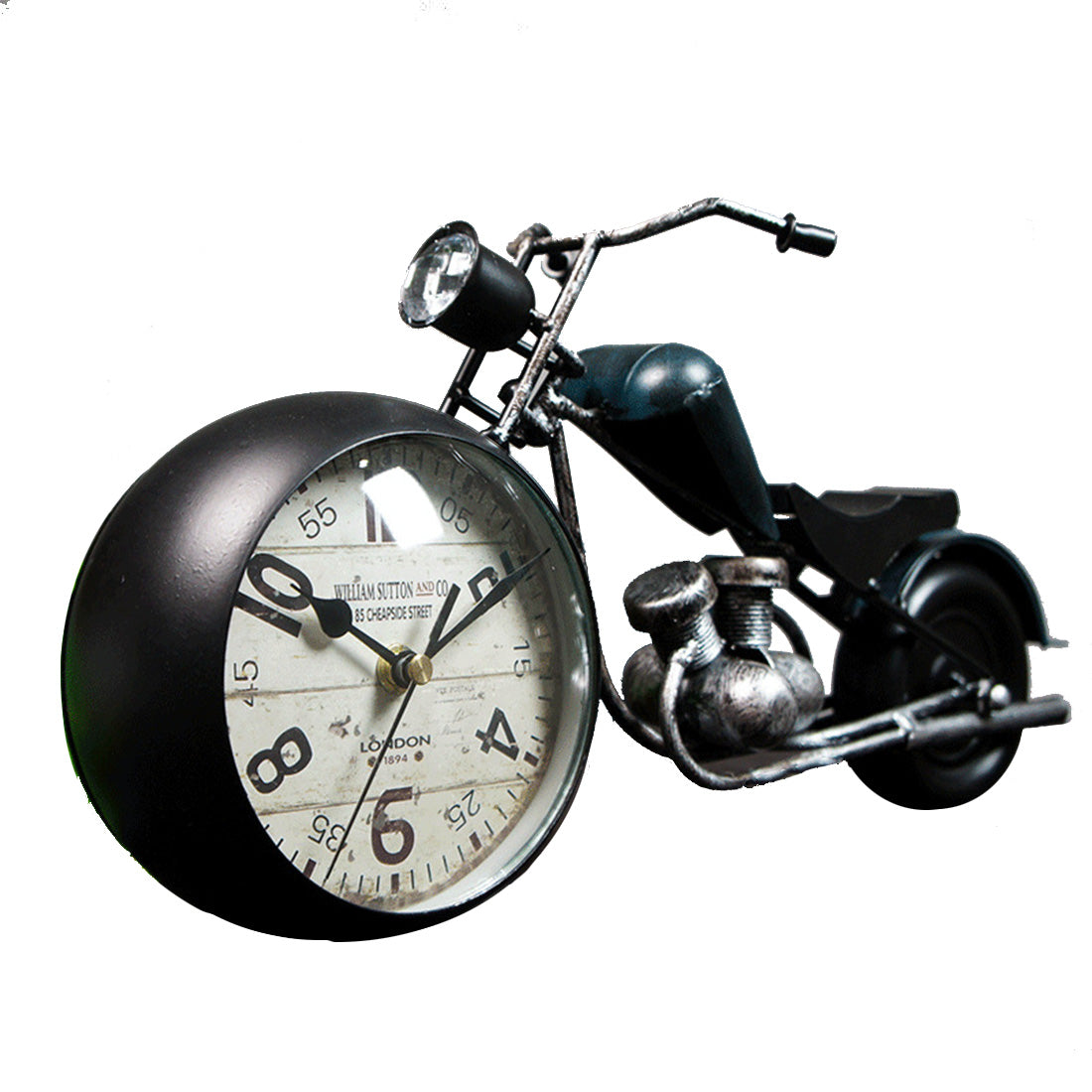 Handcrafted Retro Motorcycle Model with Clock Desk Toy for Biker - stirlingkit