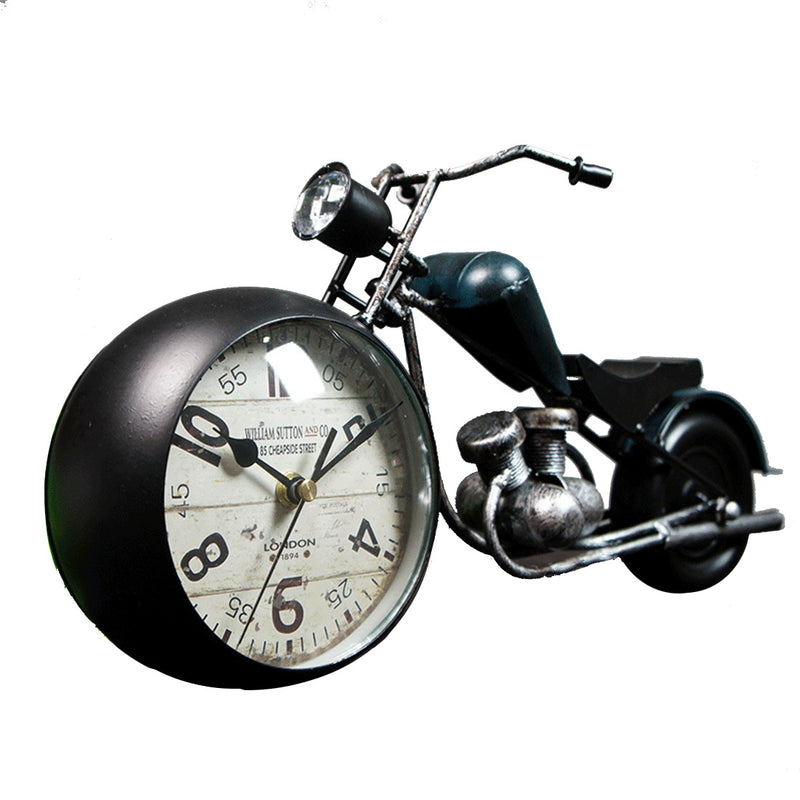 Handcrafted Retro Motorcycle Model with Clock Desk Toy for Biker - stirlingkit